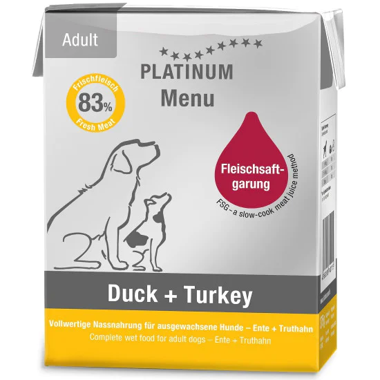 Platinum Menu tetrapak za pse Adult - Pačetina i ćuretina 185g