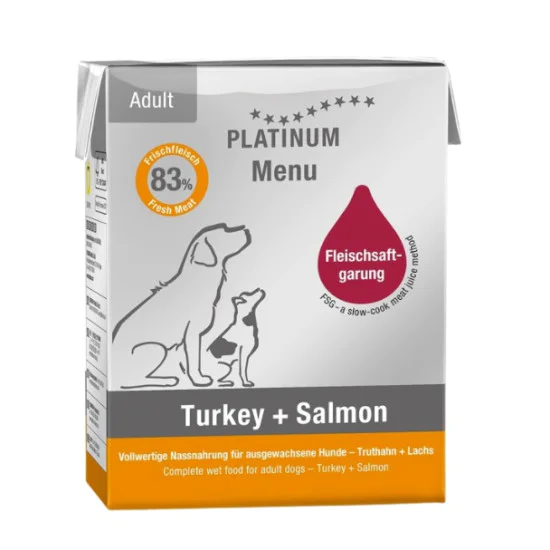 Platinum Menu tetrapak za pse Adult - Ćuretina i losos 90g