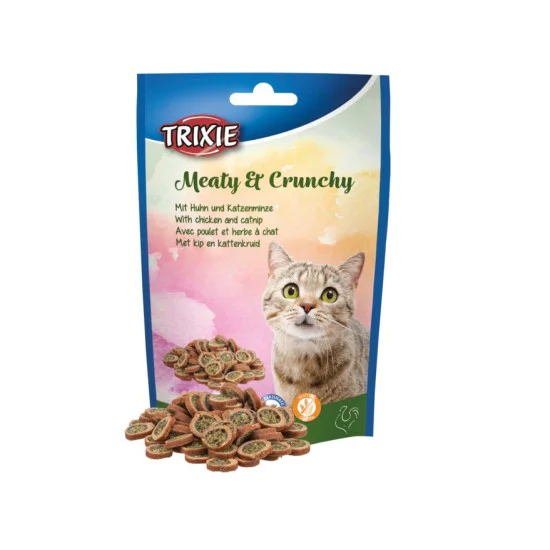 Trixie Meaty&Crunchy poslastica za mačke - Piletina i mačija trava 50g Trixie Meaty&Crunchy poslastica za mačke - Piletina i mačija trava 50g