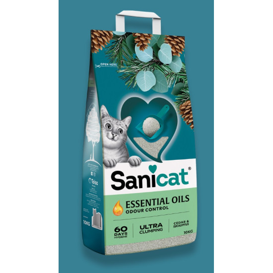 SANICAT Essential Oils Ultra Clumping posip za mačke Cedar&Eucalyptus 10kg