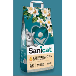 SANICAT Essential Oils Ultra Clumping posip za mačke White Jasmine 10kg