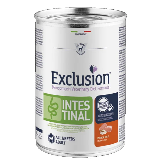 Exclusion Diet veterinarska dijeta za pse konzerva All breeds Intestinal - Svinjetina i pirinač 400g