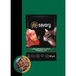 Savory cat kesica za mačke Adult - Jagnjetina i cvekla 22x85g