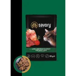 Savory cat kesica za mačke Adult - Jagnjetina i cvekla 22x85g Savory cat kesica za mačke Adult - Jagnjetina i cvekla 22x85g