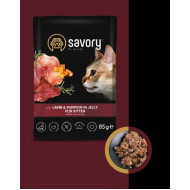 Savory cat kesica za mačke Kitten - Jagnjetina i bundeva u želeu 22x85g