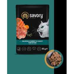Savory cat kesica za mačke Kitten - Losos i šargarepa u sosu 22x85g
