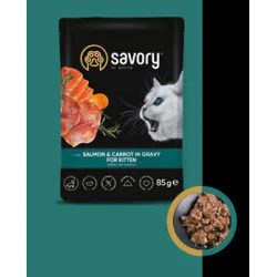 Savory cat kesica za mačke Kitten - Losos i šargarepa u sosu 22x85g Savory cat kesica za mačke Kitten - Losos i šargarepa u sosu 22x85g