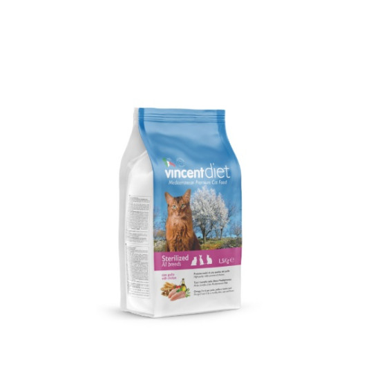 Vincent DIET hrana za mačke Adult Sterilised - Piletina 1.5kg