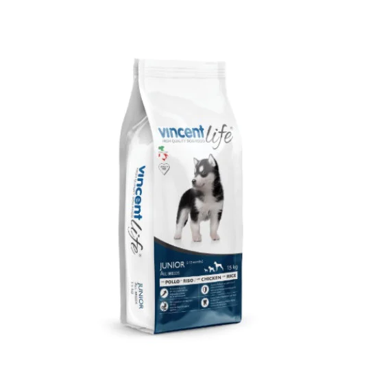 Vincent LIFE hrana za pse Junior All breeds - Piletina i pirinač 15kg Vincent LIFE hrana za pse Junior All breeds - Piletina i pirinač 15kg