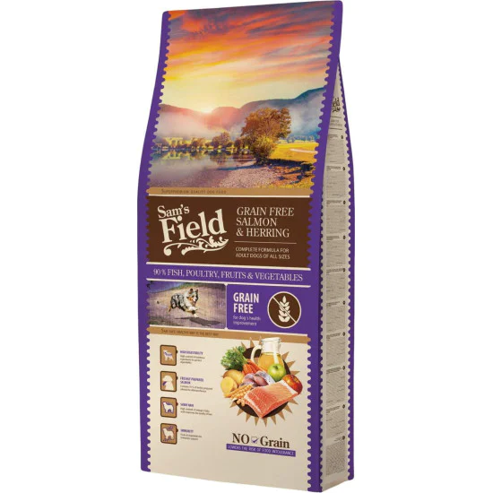 Sam's Field Adult Grain Free All Size - losos i haringa 13kg