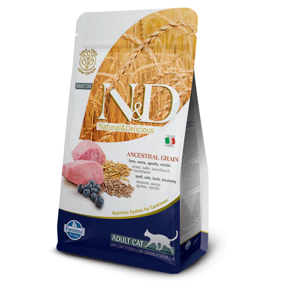 N&D Ancestral Grain hrana za mačke - Jagnjetina i borovnica 5kg