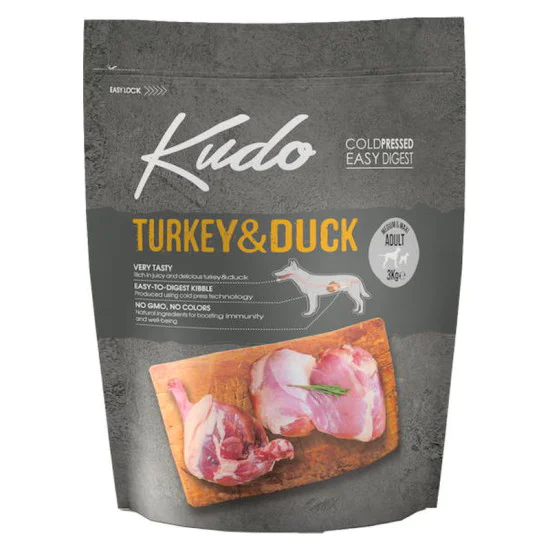 Kudo Low Grain hrana za pse - Turkey and Duck Medium and Maxi JUNIOR 3kg Kudo Low Grain hrana za pse - Turkey and Duck Medium and Maxi JUNIOR 3kg