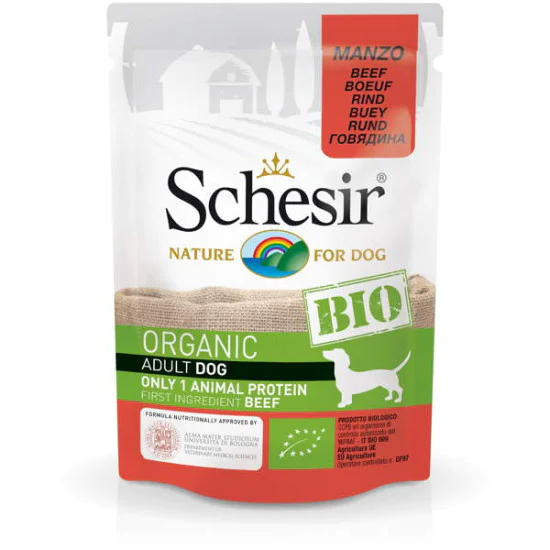 SCHESIR Bio kesica za pse - govedina, 85g