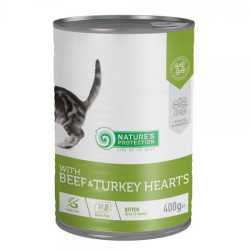 Nature's Protection konzerva za mačke Kitten - Beef&Turkey hearts 400g