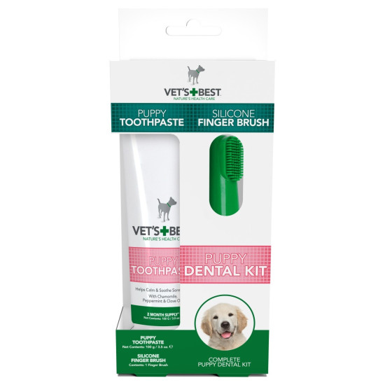 Vet's Best Dental komplet za štence - četkica i pasta za zube