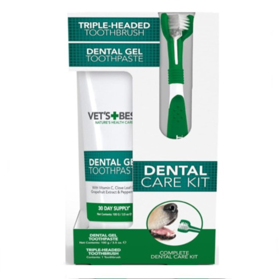 Vet's Best Dental komplet za pse - četkica i pasta za zube