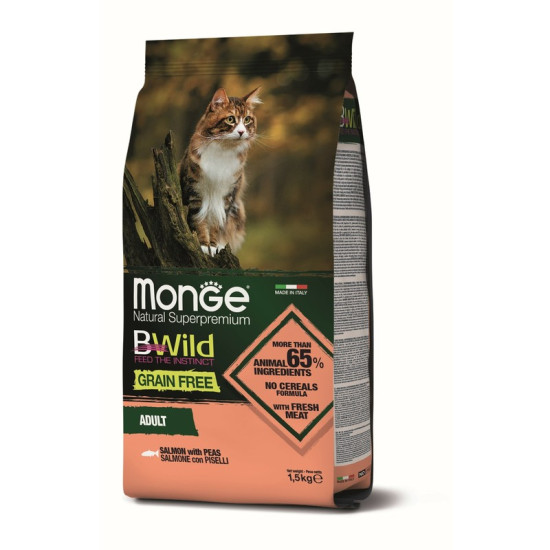 MONGE BWild hrana za mačke Grain Free - losos i grašak 1.5kg MONGE BWild hrana za mačke Grain Free - losos i grašak 1.5kg