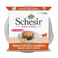 Schesir Mousse Petit Delice Piletina i Račići 2x40g