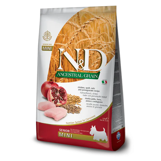 N&D Ancestral Grain hrana za pse Senior Mini - Piletina i nar 2.5kg