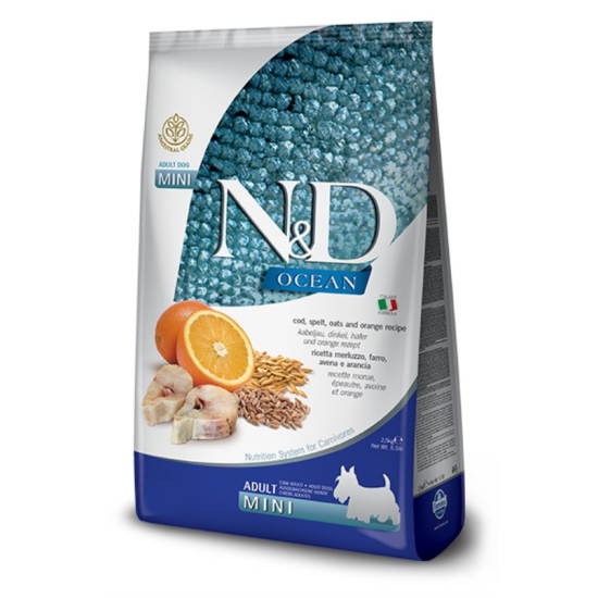 N&D Ocean hrana za pse Adult Mini - Bakalar, Spelta i ovas 7kg