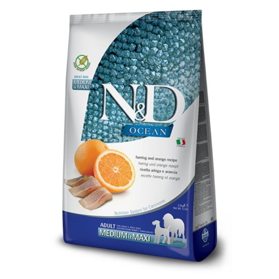 N&D Ocean hrana za pse - Haringa i narandža (Adult, Medium&Maxi) 12kg