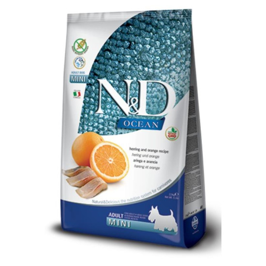 N&D Ocean hrana za pse Adult Mini - Haringa i narandža 2.5kg