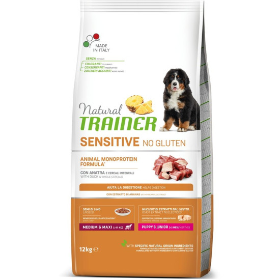 Trainer Natural SENSITIVE No Gluten za pse Puppy - Pačetina - Medium/Maxi Puppy 12kg
