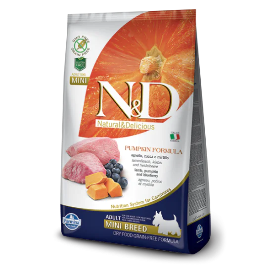 N&D Pumpkin hrana za pse Adult Mini - Jagnjetina i borovnica 7kg
