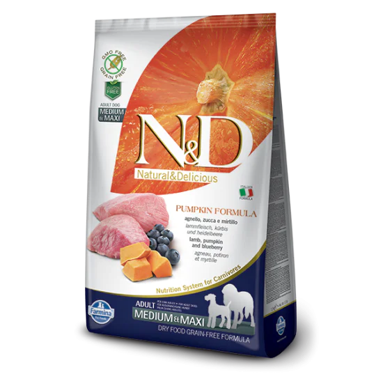 N&D Pumpkin hrana za pse Adult Medium&Maxi - Jagnjetina i borovnica 12kg