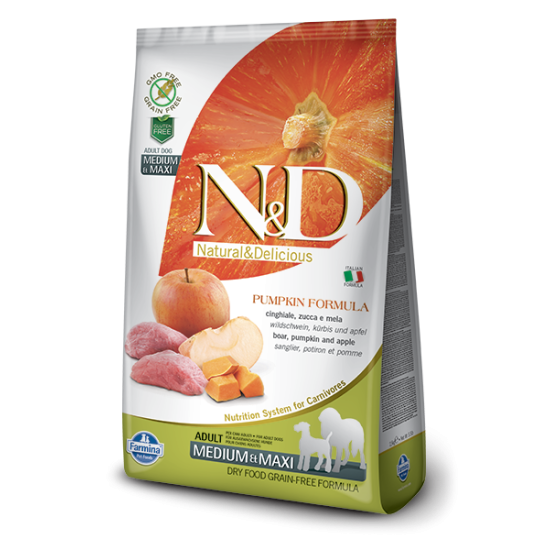N&D Bundeva hrana za pse -  Divlja svinja i jabuka (Adult, Medium & Maxi) 2.5kg
