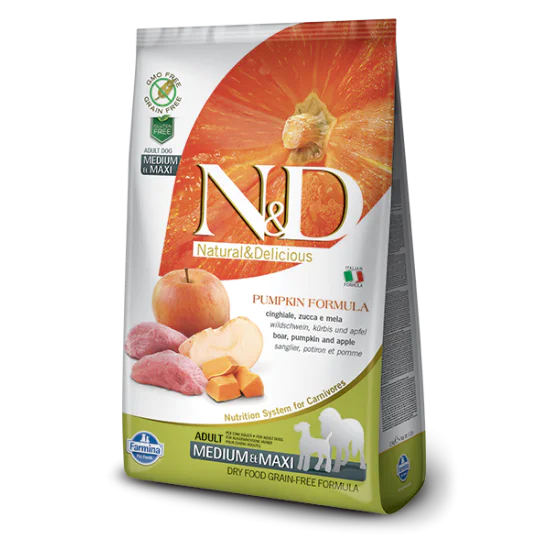 N&D Pumkin hrana za pse Adult Medium&Maxi - Divlja svinja i jabuka 2.5kg