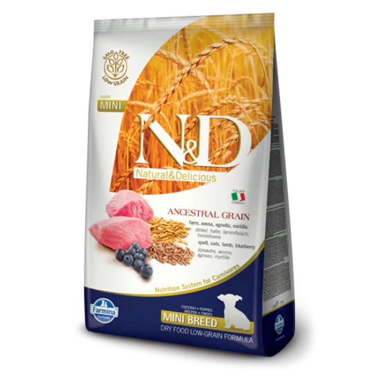 N&D Ancestral Grain hrana za pse Puppy Mini - Jagnjetina i borovnica 2.5kg