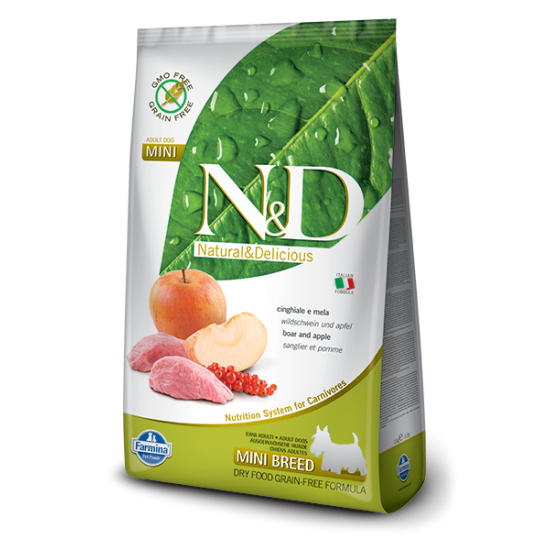 N&D Prime hrana za pse Adult Mini - Divlja svinja i jabuka 7kg