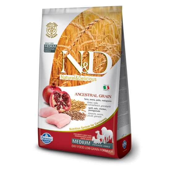 N&D Ancestral Grain hrana za pse Adult Medium&Maxi - Piletina i nar 12kg