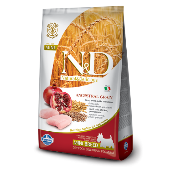 N&D Ancestral Grain hrana za pse Adult Mini - Piletina i nar 800g