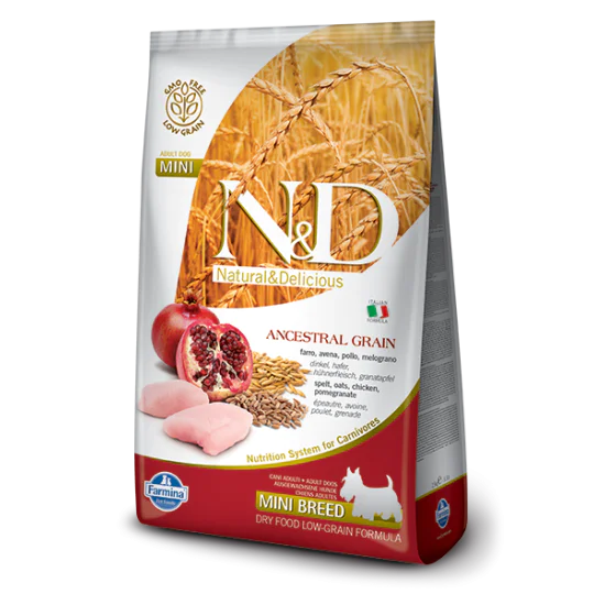 N&D Ancestral Grain hrana za pse Adult Mini - Piletina i nar 7kg