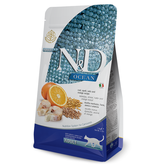 N&D Ocean hrana za mačke - Bakalar, Spelta i narandža 1.5kg