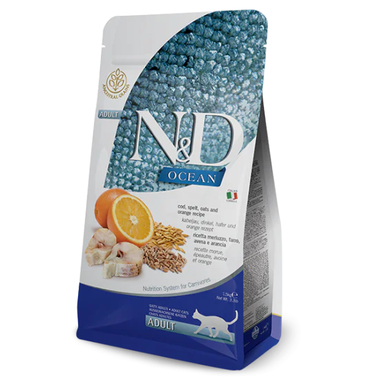 N&D Ocean hrana za mačke - Bakalar, Spelta i narandža 10kg