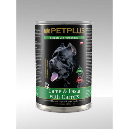 PetPlus konzerva za pse - divljač, nudle i šargarepa 1240g