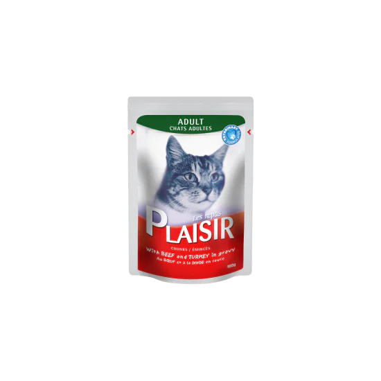 Plaisir - komadići govedine i ćurke u sosu 22x100g Plaisir - komadići govedine i ćurke u sosu 22x100g