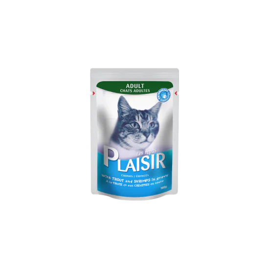 Plaisir - komadići pastrmke i škampi u sosu 22x 100gr