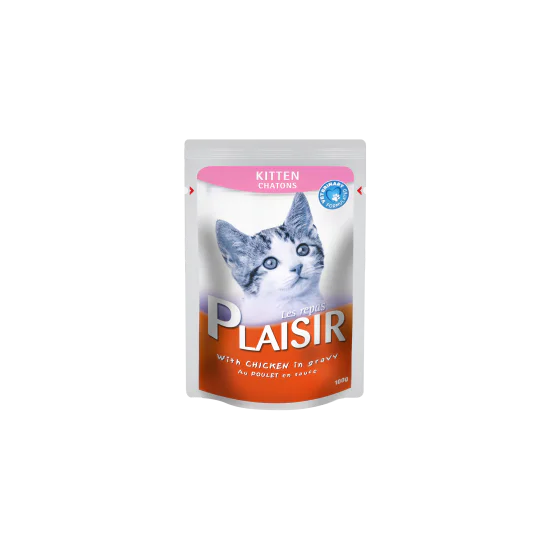 Plaisir kesica za mačke Kitten komadići piletine i jetre u sosu  22x100g