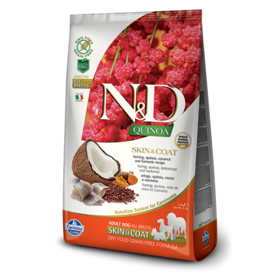 N&D Quinoa hrana za pse Medium&Maxi Skin&Coat - Herring 2.5kg